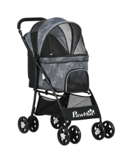 PawHut Detachable 3-In-1 Foldable Dog Stroller Grey