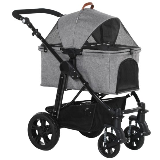 PawHut No-Zip Detachable Carriage Dog Stroller Grey - Image 2