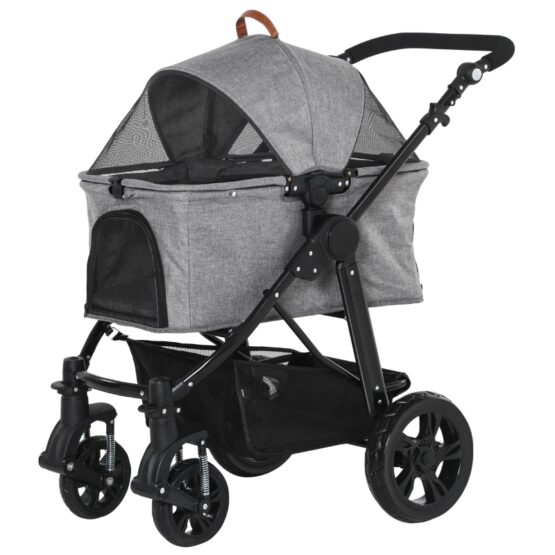 PawHut No-Zip Detachable Carriage Dog Stroller Grey - Image 3