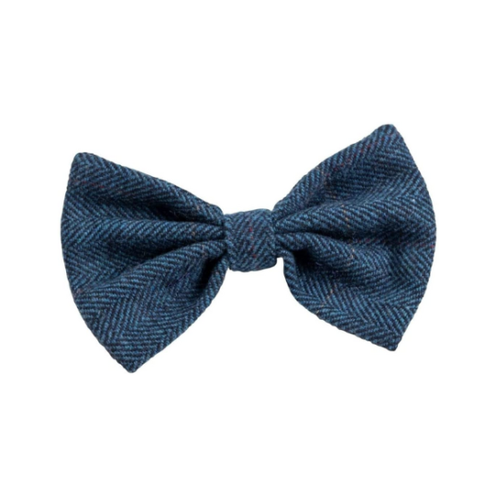 House of Paws Navy Tweed Bow Tie