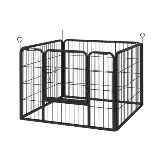 PawHut Heavy Duty Metal 4 Panel Puppy PlayPen Grey - Image 2