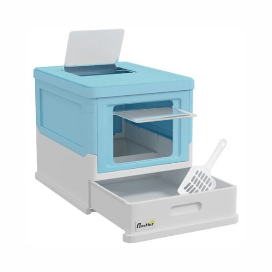 PawHut Enclosed High Edge Pod Cat Litter Box Blue - Image 2