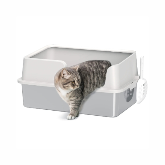 PawHut Stainless Steel Odour-Resistant Cat Litter Box - Image 3