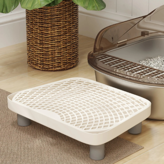 PawHut Stainless Steel Odour-Resistant Ear Shaped Lid Oval Cat Litter Box - Image 6