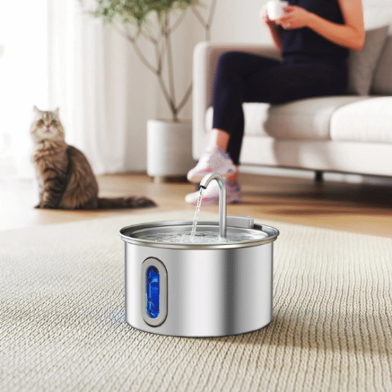 PawHut Stainless Steel Ultra-Silent Smart Pet Drinking Fountain 2.5L - Image 3