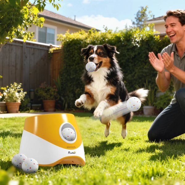 PawHut Automatic Dog Tennis Ball Launcher Orange - Image 2