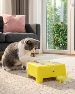 PawHut 3 in 1 Interactive Mouse & Feather Teaser Cat Toy