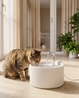 PawHut Ceramic Ultra-Silent Smart Pet Drinking Fountain 2.2L
