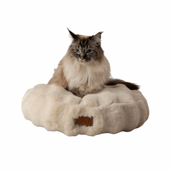 Scruffs Festive Fur Cat Bed Cream