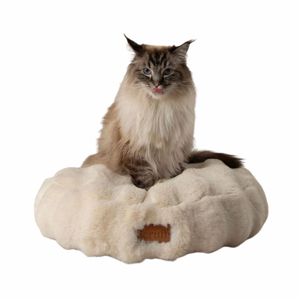 Scruffs Festive Fur Cat Bed Cream - Image 2